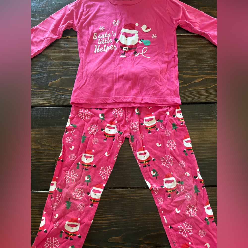 Santa's Helper Pink Kids Pajamas